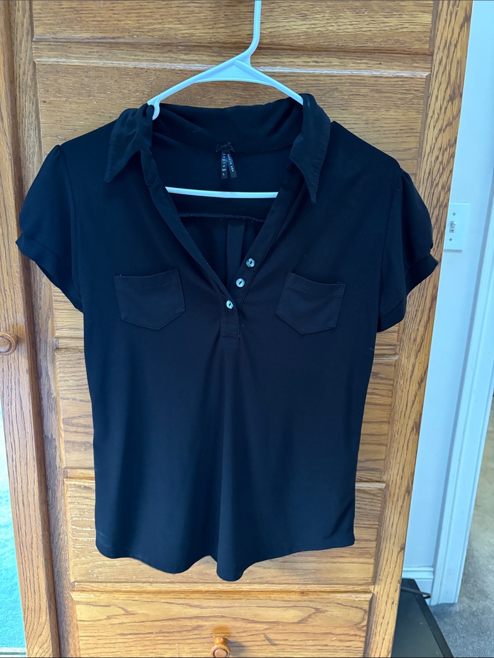 Lapis Black Short-Sleeve Button-Down Polo Shirt